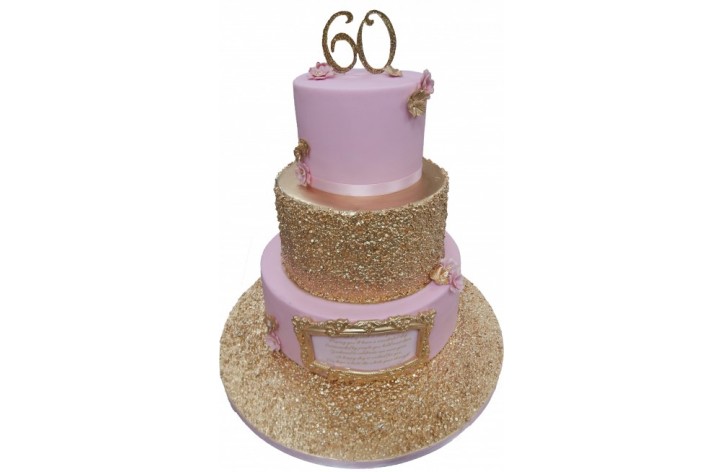 Tiered Sequin Cake with Plaque 